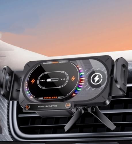 Dual-Coil Wireless Fast Charging Stand, Large-Screen Foldable Screen car Phone Holder - color: SD20 [Sky Black]