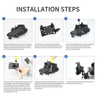 VALICLUD Motorcycle Phone Rack and Bike Phone Holder with Vibration Dampener for Motorcyclists, Handlebar Mount Compatible with Smartphones, Shock Absorbing Support for Riding and Travel