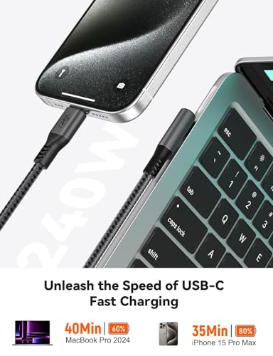 XAOSUN 240W Right Angle USB C to USB C Cable, 90 Degree USB C Cable 10FT - size: 10FT-90°
