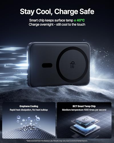Baseus for MagSafe Portable Charger, Qi2.2 25W Wireless Magnetic Power Bank 10000mAh with USB-C Cable 45W PD Charging, Flight-Safe Travel Portable Battery Pack for iPhone 18/17/16/15/14/13/12 Only