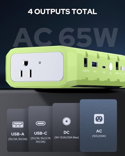 Apowking Portable Power Bank with AC Outlet, 65W Portable Laptop Charger - color: Green