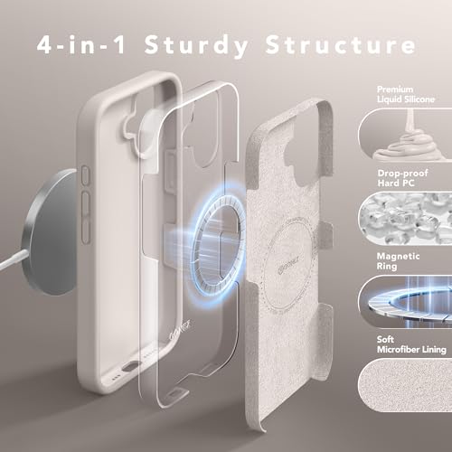 GONEZ Magnetic for iPhone 16 Case, Silicone Cover Stone - color: A-Stone, size: Iphone 16