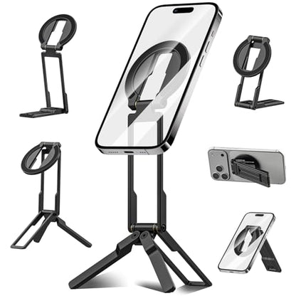 Ultra-Thin Magnetic Phone Tripod for iPhone 18 17 16 15 14 13 12, Black - color: Black