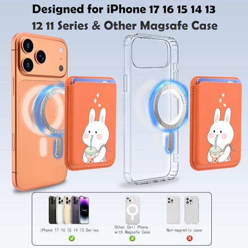 for Magsafe Card Holder | Kawaii Bunny Leather Magnetic Wallet - color: Bunny A