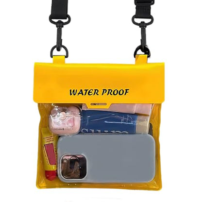 Water-Resistant Phone Pouch with Touch Screen Access, Dry Bag for Phone & Small Essentials, for Swimming, Kayaking, Beach & Travel Yellow