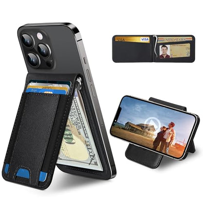 for MagSafe Wallet with Money Clip, ID Window & 8 Card Holder | Adjustable Stand, Stronger Magnetic Wallet for iPhone 17/16/15/14/13/12 Series, RFID Blocking, Classic Black - color: Classic Black