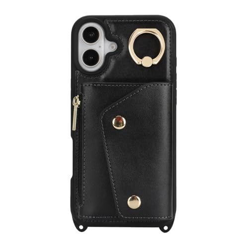 Lipvina Crossbody Wallet Case for iPhone 16 Plus,Black - color: 01-Black, size: iPhone 16 Plus 6.7"