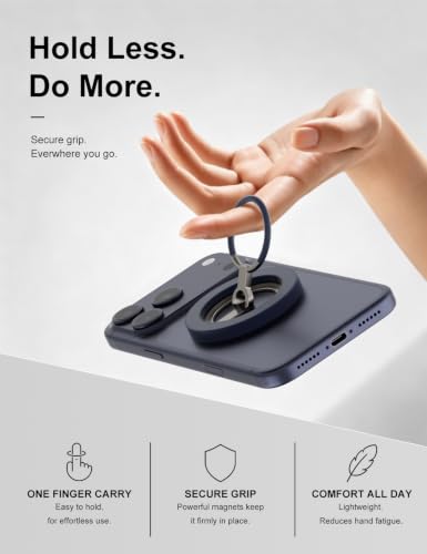 MagSafe Phone Grip Stand, 360° Rotatable, Dual-Sided Magnet - color: Dark Bule
