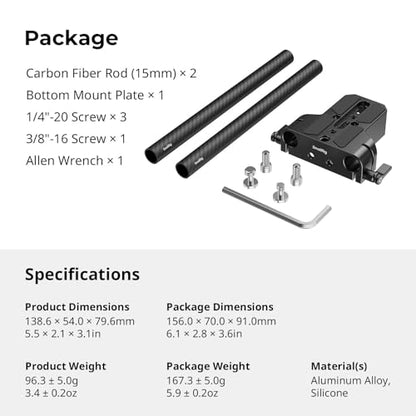 SMALLRIG Camera Base Plate Kit with 15mm LWS Rod Rail Clamp, Dual 15mm Rod - style: Base Plate+15mm Rods