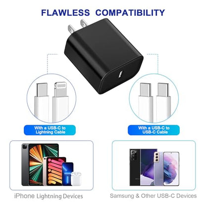 3Pack iPhone 17/16/15 Charge Block, USB C Charger, Black Charger PD Adapter - color: Black