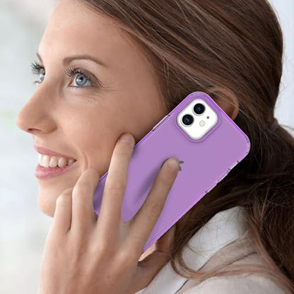 Phone Case for iPhone 12 Clear, [Crystal Clear][Non-Yellowing] Slim Shockproof Reinforced Drop Protective Flexible TPU Back Cover Phone Case for iPhone 12 Protective Case(Purple) - color: Purple