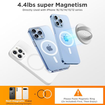 Upgraded Magnetic Phone Grip, Liquid Silicone Soft and Portable, Removable Finger Loop Ring Grip Holder for iPhone, Strong Magnetic Attraction, Compatible with MagSafe Phone Case, White - color: White