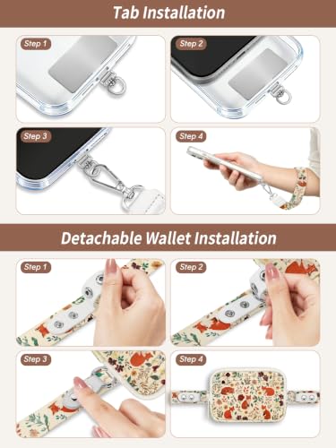 Clip and Go Strap for Phone with Wallet Crossbody Lanyard Animal - color: Forest Animal