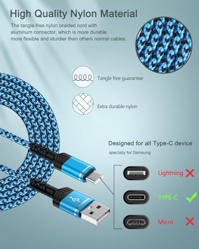 AILKIN 2-Pack USB A to USB C Cable, 6FT USB C Charging Cable Fast Charging