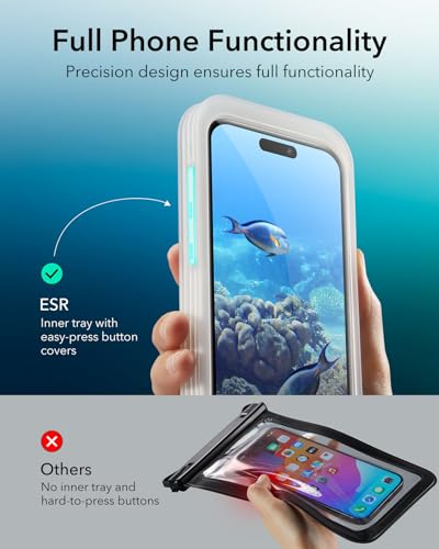 ESR Waterproof Phone Pouch for iPhone 15 Pro Max /14 Pro Max, Clear | Underwater Touch Sensitivity, IPX8 Floating Waterproof Cellphone Case with Lanyard, Dry Bag for Snorkeling - color: Clear