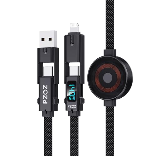 pzoz 6-in-1 USB-C Multi Charging Cable, 140W PD with Apple Watch Charger