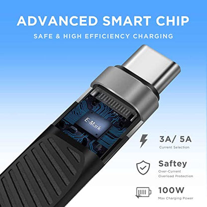 Short USB-C to USB-C Fast Charger Cable, 5 inch, 20 Gbps, 100W, Thunderbolt 3/4/5 & USB4 Compatible, for iPhone 15 & 16, iPad, MacBook, Samsung Galaxy, Tablets, Laptops - style: USB-C to C (20G, 100W)