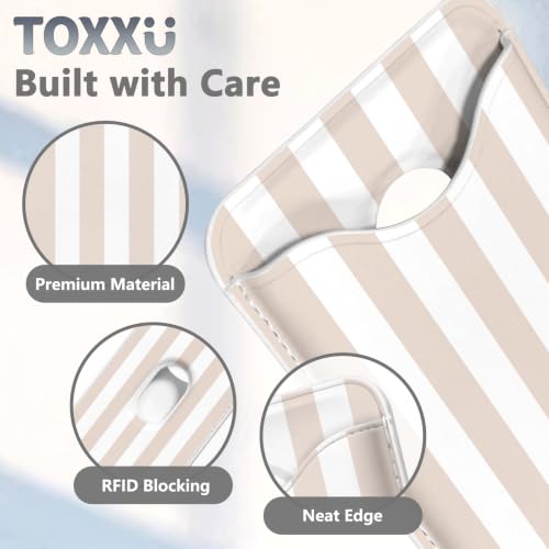 Stripe Magnetic Wallet for Magsafe Compatible with iPhone 17/16/15/14/13/12 Series Pro Max Plus Air (Phone Magnet Card Holder Fit 3 Cards for Women Girl Lether Mag Safe Wallets Antique White) - color: Stripes (Antique White)