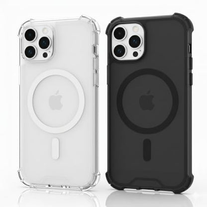 Compatible with Pack of 2 Case iPhone 15 PRO Case Clear MagSafe + Black, 2.5mm Shockproof Military Grade Drop Protection, Hard Transparent Anti Yellowing Back - color: Clear MagSafe + Black, size: IPHONE 15 PRO