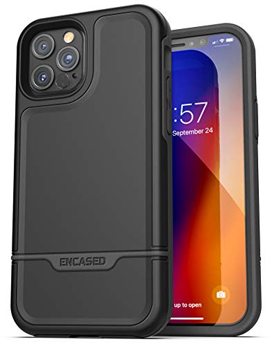 Encased Compatible with iPhone 12 Pro Belt Clip Protective Holster Case (2020 Rebel Armor) Heavy Duty Rugged Full Body Cover with Holder (Black) - color: Black, size: iPhone 12 Pro