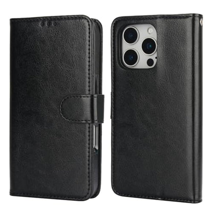 Bocasal Detachable Wallet Case Card Holder for iPhone 16 Pro, Black | RFID Blocking Kickstand Card Slots Holder PU Leather Magnetic Shockproof Wrist Strap Removable Flip Protective Cover 6.3 inch - color: Black