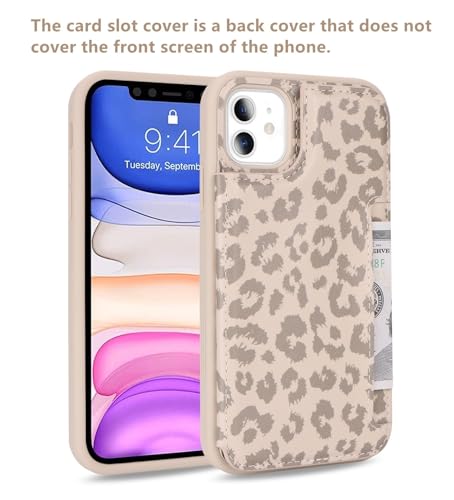 iCoverCase Compatible with iPhone 11 Case with Card Holder, Wallet Phone Case for Women Men RFID Blocking PU Leather Protective Case 6.1 Inch (Beige Leopard) - color: Beige Leopard