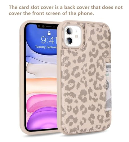 iCoverCase Compatible with iPhone 11 Case with Card Holder, Wallet Phone Case for Women Men RFID Blocking PU Leather Protective Case 6.1 Inch (Beige Leopard) - color: Beige Leopard