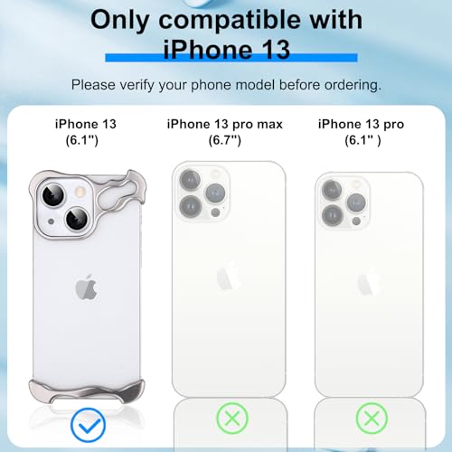 Frameless Phone Case Crafted for iPhone 13 Silver - color: Aluminum Silver, size: iPhone 13