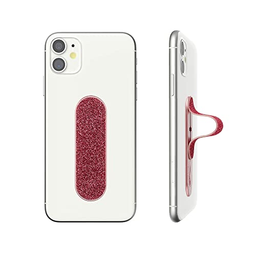Momostick Flatstick, Cell Phone Finger Grip Strap Holder for Hand, Cell Phone Stand, New Slim Finger Loop Selfie Grip Compatible with Most Smartphones - Glitter Hot Pink - color: Glitter Hot Pink
