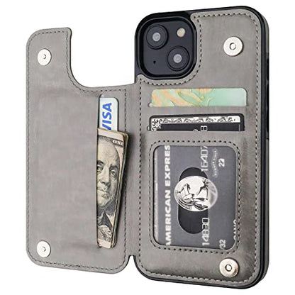 ONETOP for iPhone 14 Wallet Case with Credit Card Holder,Gray - color: Gray