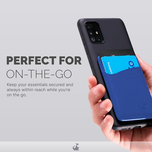 Wallaroo Premium Leather Cell Phone Wallet Stick On - Android and iPhone Wallet and Card Holder for Women and Men - Durable with Non-Slip Lining Secures Up to 3 Cards - color: Royal Blue Leather
