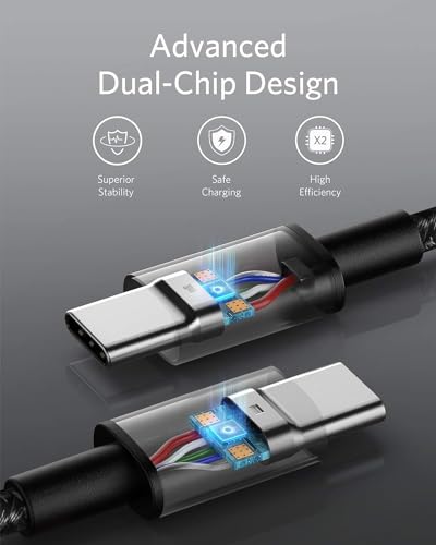 Anker USB C to USB C Cable, 100W Fast Charging Cable (2-Pack, 10 ft, Black) - color: Black, size: 10ft