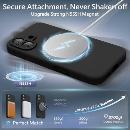 FireNova Magnetic for iPhone 17 Case, Compatible with MagSafe, [Integrated Silicone Camera Control Button] [Camera Protection] Anti-Scratch Microfiber Lining Phone Case, 6.3", Black - color: Black, size: Iphone 17