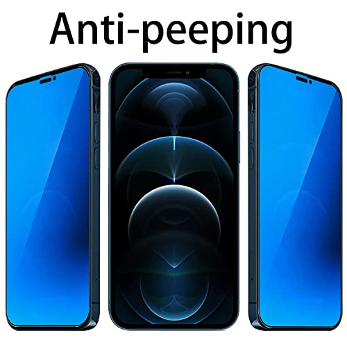 2 Pack Anti-Blue Privacy Tempered Glass Suit for iPhone 12 Pro Max Mirror Anti-Spy Screen Protector Anti-Peeping Film Electroplated 9H Hardness Anti-scratch 6.7 inch (Blue) - size: For iPhone 12 Pro Max