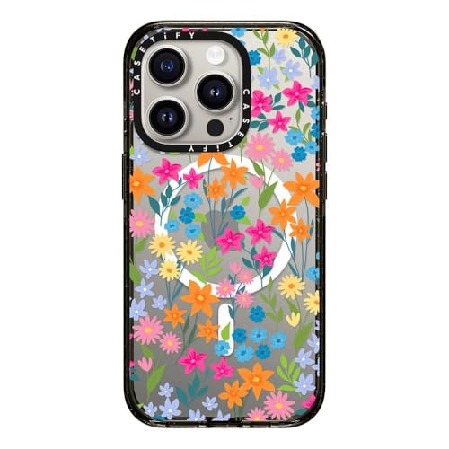 CASETiFY for iPhone 15 Pro Case - Impact Compatible with MagSafe | 8.2 ft. 4x Military Grade Drop Protection | bright spring flowers - daisy floral pattern | Black - color: 05. bright spring flowers, size: Iphone 15 Pro (6.1")