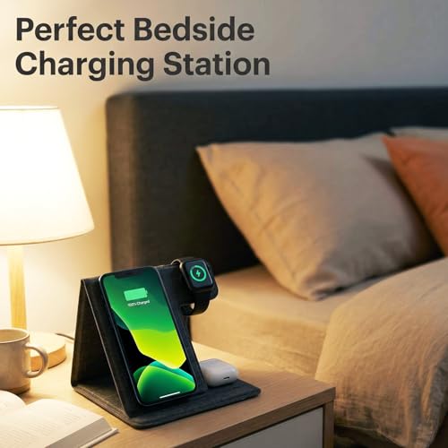 Tongyangat 3 in 1 Foldable Wireless Charging Station, Gray - color: Gray