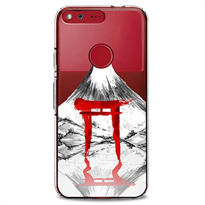 TPU Case Compatible for Google Pixel 9 8 Pro 7a 6a 5a XL 4a 5G 2 XL 3 XL 3a Volkano Soft Clear Mountain Flexible Silicone Reflection Slim fit Red Print Design Torii Gate Abstract Cute Japan - color: Volkano View