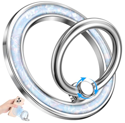 Magnetic Phone Ring Holder, Cell Phone Grip Stand, Blue Conch - color: Blue Conch