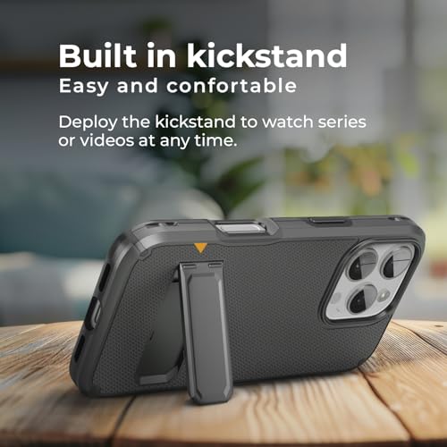 MOTIVE for iPhone 16 Pro Max Case with Belt Clip and Stand, Magnetic | 6.9" - color: Black, size: iPhone 16 Pro Max