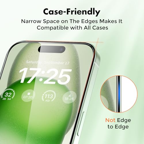 UNBREAKcable 3-Pack Screen Protector for iPhone 15 Plus Tempered Glass | Shatterproof, Easy Install, 9H Hardness, 99.99% HD Clear, Bubble-Free, Anti-Fingerprint, Scratch Resistant, Case Friendly - size: iPhone 15 Plus