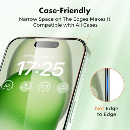 UNBREAKcable 3-Pack Screen Protector for iPhone 15 Plus Tempered Glass | Shatterproof, Easy Install, 9H Hardness, 99.99% HD Clear, Bubble-Free, Anti-Fingerprint, Scratch Resistant, Case Friendly - size: iPhone 15 Plus