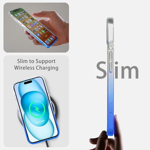 JJGoo Compatiable with iPhone 15 Plus Case Clear, Transparent Shockproof Phone Case, Slim Anti-Scratch Hard PC Back Protective Cover Bumper, Gradient Blue - color: Gradient Blue