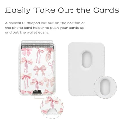 Compatible with Magsafe Wallet Magnetic Card Holder -Pink Ribbon Bow - color: Pink Ribbon Bow Colorful