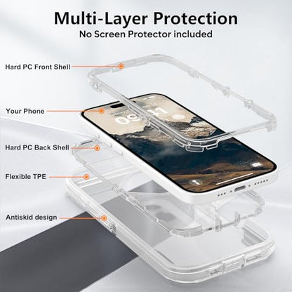 TUTUKII for iPhone 16 Case Clear | Heavy Duty Shockproof, Anti-Drop, Anti-Yellow,Triple-Layer Transparent Protective Phone Cover, 6.1" - color: Clear, size: iPhone 16 6.1"