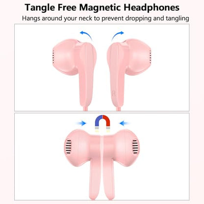 Wired Headphones USB C Earbuds Digital Sound Earphone with DAC Chip and Mic - color: Pink