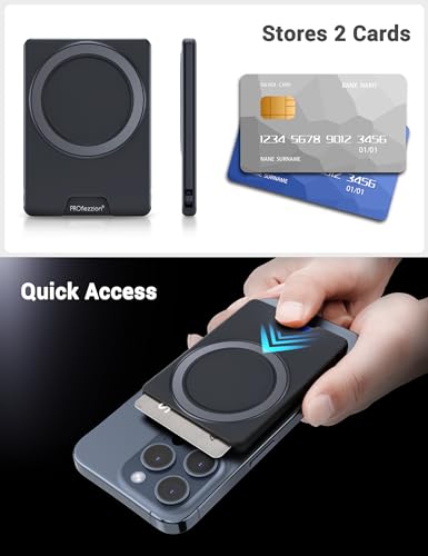 PROfezzion Double Sided Magnetic Wallet 2-Card Holder for MagSafe iPhones - color: Black