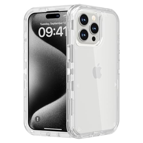 Follaroma for iPhone 15 Pro Case, Heavy Duty Shockproof Protection Phone Cases, Anti-Drop, Durable Dual Layer Transparent Protective Cover Compatible with iPhone 15 Pro, 6.1 inch, Crystal Clear - color: Clear, size: iPhone 15 Pro 6.1‘’