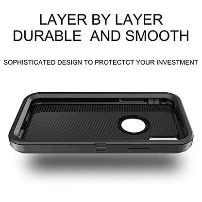 MXX Compatible with iPhone Xr Case, 3-Layer Super Protective Full Heavy Duty Body Tough Rugged Bumper Cover, Shock & Dust Proof, Designed for Apple Xr Phone Case 6.1" Black - color: Black