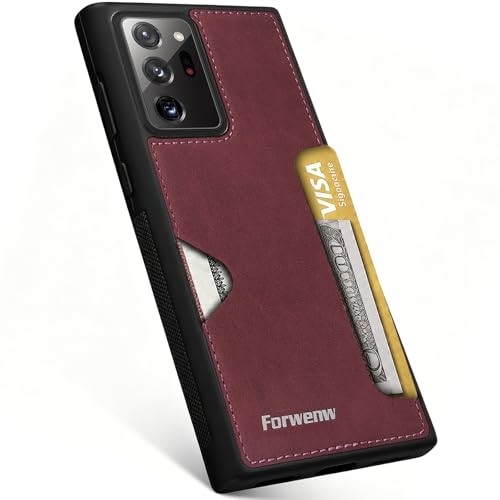 for Samsung Galaxy Note 20 Ultra Case with Card Slot, Leather Back Shockproof Protection Cover, Ultra-Thin Wallet Phone Case, for Samsung Note 20 Ultra 5G Card Slot Case with Card Holder (Red) - color: Red, size: Note20 Ultra