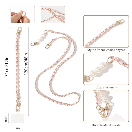 Cioatu Phone Lanyard Universal Crossbody Neck Strap with 2 Tether Tab, 1 Wrist Strap - color: Pink